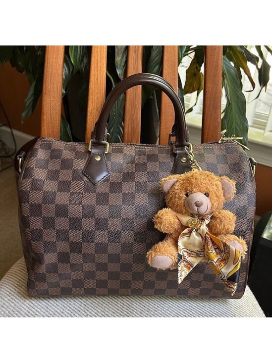 Handbags - Teddy Bear Bag Charm 4” with TWILLY SCARF 🧸